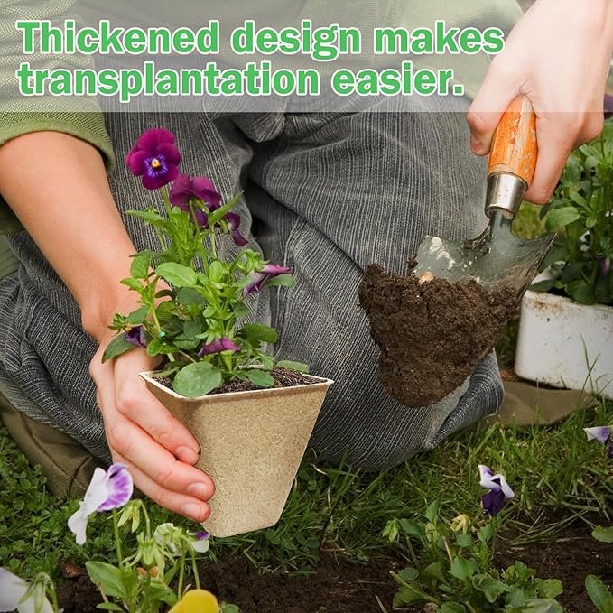 Doubleggs 165-Pack 3.15 inch Square Peat Pots for Seedlings with 100 Labels, Biodegradable Nursery Pots withDrainage Holes for Plants