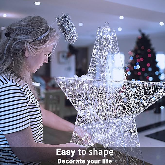 2 Pack Total 200 LED Fairy Lights Battery Operated String Lights with Remote & 8 Modes, 33FT Waterproof Copper Wire Battery Powered Twinkle Lights for Outdoor Christmas Parties Decoration White