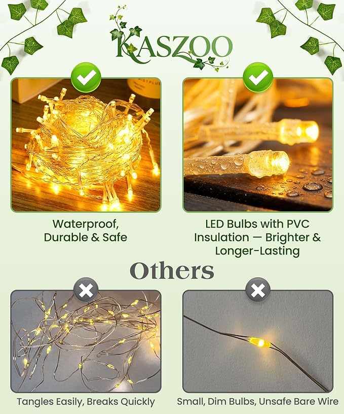 KASZOO 84Ft 12 Pack Artificial Ivy Garland Fake Plants, Vine Hanging Garland with CE Certified 80 LED String Light, Hanging for Home Bedroom Garden Party Wedding Wall Room Decor, Green