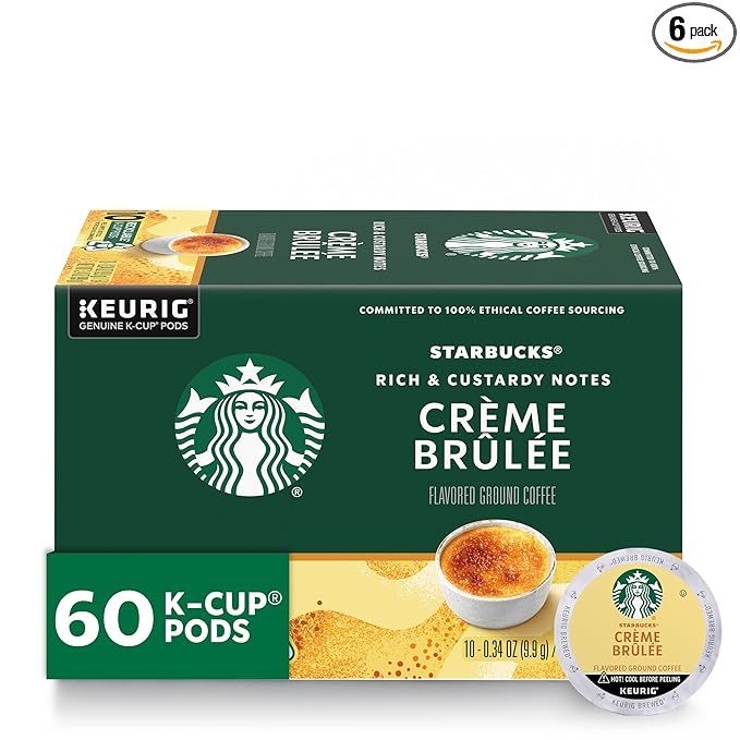 Starbucks K-Cup Coffee Pods, Flavored Hot or Iced Coffee, Crème Brûlée, 60 Keurig Pods