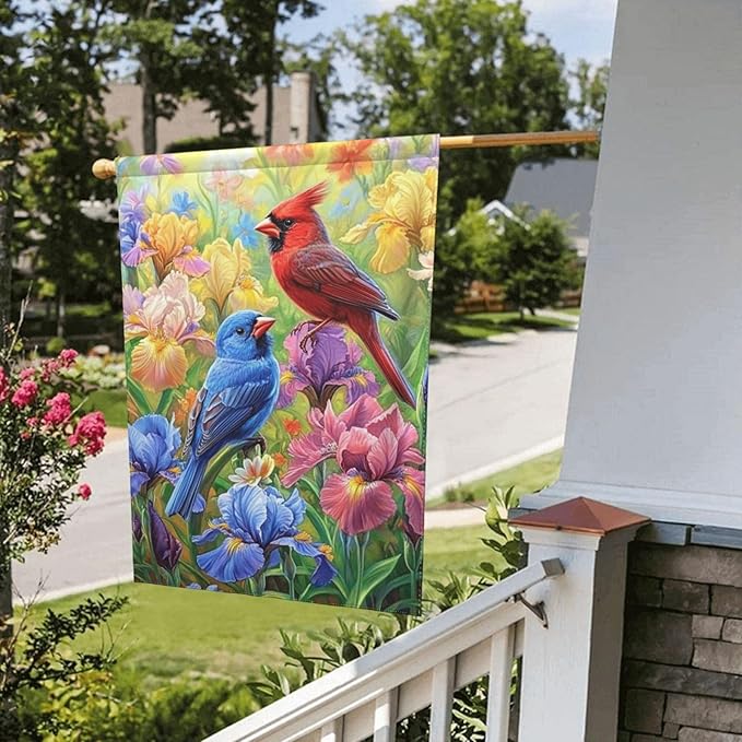 Birds Garden Flag 12x18 Inch Double Sided All-Weather Polyester Outdoor Flag For Patio Lawn Yard And Garden Welcome Decor