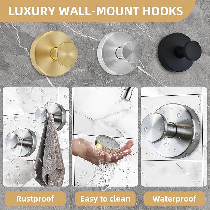 Suction Cup Hooks for Shower Heavy Duty Wreath Hangers for Front Door Waterproof Shower Hooks for Inside, No Drill Adhesive Towel Hooks for Bathroom, Kitchen, Glass Doors, Windows (4, Brushed Nickel)