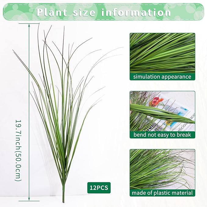 LUZOGA 12Pcs Artificial Grass Plants, Faux Shrubs Wheat Grass, Artificial Tall Grass Fake Plants for Outdoor Decor,Artificial Greenery Stems Weed for Room Indoor Home Decor（Green Red Tail）