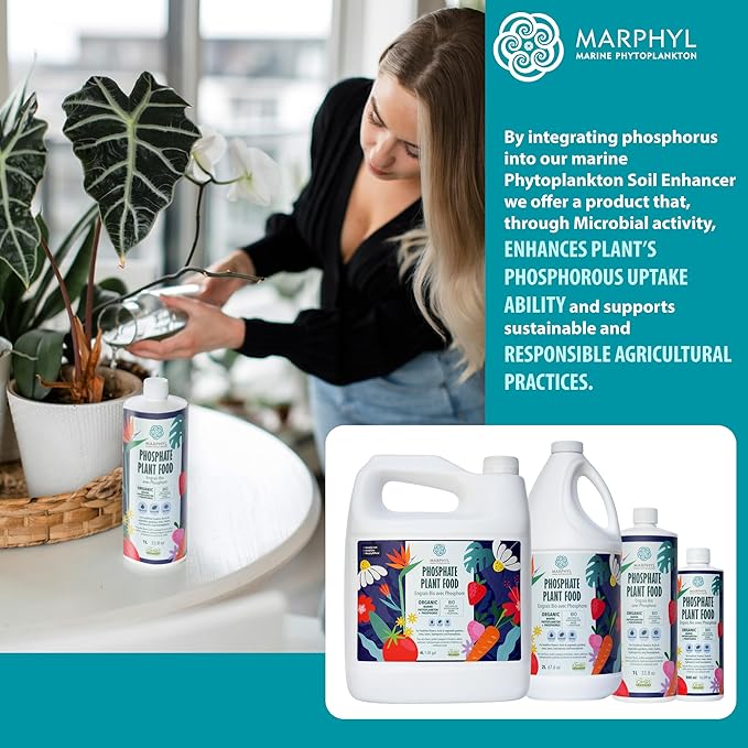 MARPHYL Organic Liquid Phosphate Soil Enhancer. Phosphorus Fertilizer for Garden, Flowers, Vegetables, Succulents, Bamboo, Hydroponics 16.9 oz
