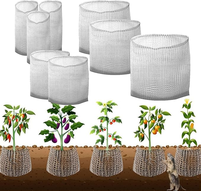Pack 8 Root Guard Speed Baskets ,4 Size Gopher basket, Mole And Vole Mesh Wire Baskets for Plant Berries Vegetables Root Protection,Bulb Baskets For Planting (1 Gallon*5, 3 Gallon*2, 5 Gallon*1)