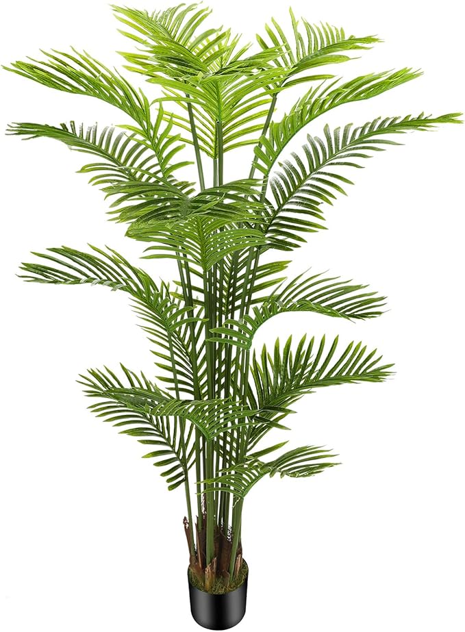 6ft Artificial Areca Palm Silk Tree(72in) with 18 Trunks Faux Tree and Plastic Nursery Pot, Fake Plant for Office House Farmhouse Living Room Home Decor (Indoor/Outdoor)