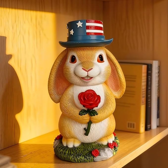 Slo y en i a Desktop Decorative Bunny Home Decor Statues Infuse Warmth and affection into The Home Rabbit Statue - Resin Outdoor Decor for Yard, Ornaments Gift for Garden Lovers