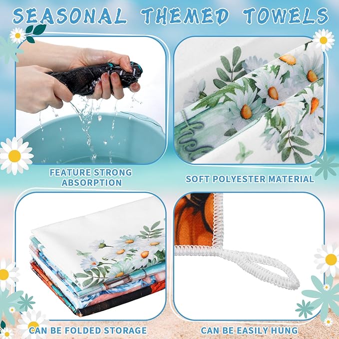 Bencailor 16 Pcs Winter Kitchen Towels Seasonal Holiday Hand Dish Towels Winter Snowman Gnome Soft Absorbent Vintage Tea Dishcloths for Spring Kitchen Bathroom Home Decor Gifts 16 x 24 Inch