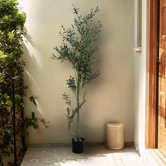 XBrand 70.9-Inches Artificial Olive Tree in Pot for Indoor Outdoor Home Office Store, Great Housewarming Gift