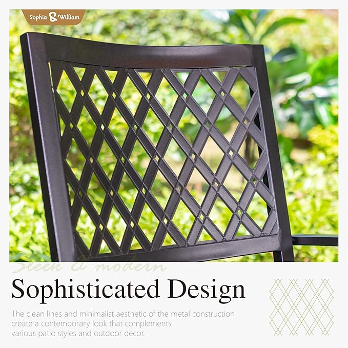 Sophia & William Patio Table and Chairs Set, Outdoor Dining Set for 8, 9 Piece Metal Patio Furniture, 60" Square Table with Wood-Like Tabletop(Diamond)