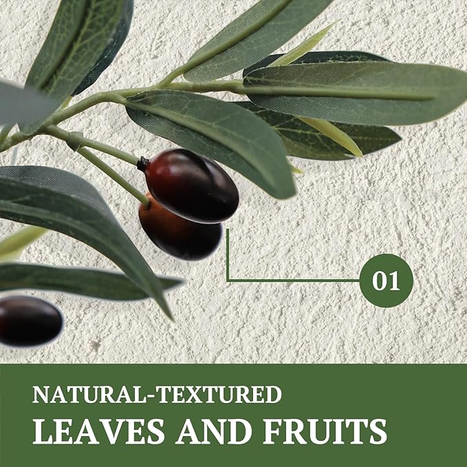 Artificial Olive Tree in Pot, 5.5 FT Tall Faux Olive Tree for Home Indoor Decor, Large Floor Plant with Textured Leaves Fruits, Realistic Wood-Grain Trunk, Fake Plant for Living Room Bedroom Office
