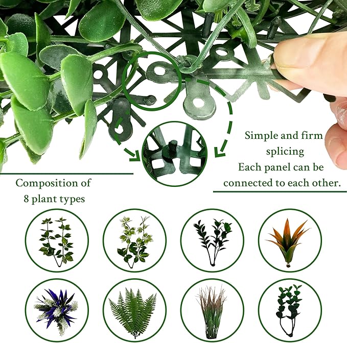 ODTORY Artificial Grass Boxwood Hedges Wall Panels: 40" x 120" (33.5 sqft) UV-Anti Faux Greenery Fake Ivy Leaves Privacy Fence Screen Backdrop for Garden Covering Privacy, Outdoor Indoor Decor