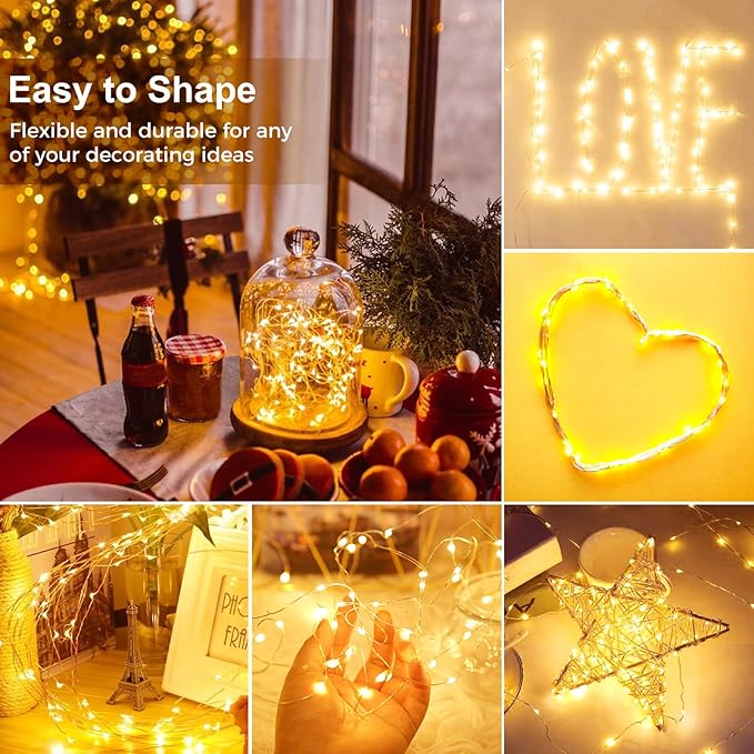 kolpop 50 Pack LED Fairy Lights Battery Operated, 7FT 20 LED Mini Twinkle String Lights Battery Powered Waterproof for Christmas Mason Jars Party (Warm White)