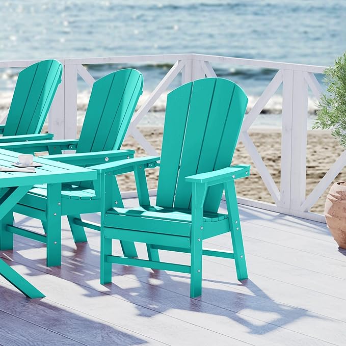 WestinTrends Malibu Malibu Outdoor Patio HDPE Plastic Adirondack Dining Chair Turquoise