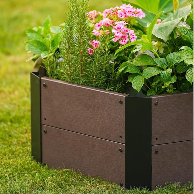 GarveeLife Hexagon Raised Garden Bed Kit, 6-Panel Wood Look Planter Box for Indoor & Outdoor Use, 11.8 Inches Deep Large Herb & Vegetable Grow Bed for Patio, Balcony, Yard