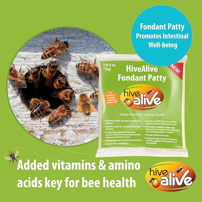 Hive Alive Fondant Bee Food Supplement – Easy to Use Feed Enhancer Prevents Starvation During Overwintering – Only Fondant with Hive Alive Proven to Increase Bee Gut Health and Boost Production-15Pack