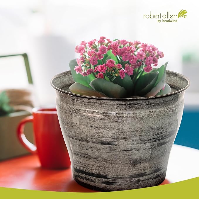 Headwind Glazed Ironstone Vanhorne Collection – 14" Luna Brown Decorative Plant Pot – Lightweight & Triple Coated w/Drainage Flower Pots for Indoor Plants & Outdoor Planter Use by Robert Allen