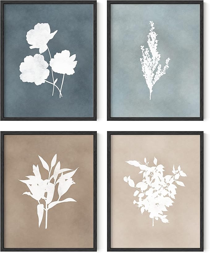 HAUS AND HUES Floral Wall Art - Set of 4 Plant Posters for Wall Vintage, Botanical Prints, Flower Pictures for Room Aesthetic, Vintage Art Prints, Flower Wall Art (11x14, Unframed)