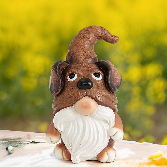 Puppy Gnome Decorations Outdoor Garden Dog Gnome Statue for Garden Decor, Front Porch Decor, Lawn, Patio Decor, Puppy Knome Nomes Gifts for Mom Grandma & Women