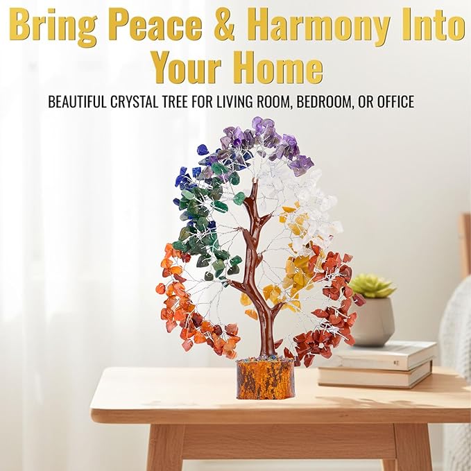 ANAYA AGATE 7 Chakra Healing Crystal Tree of Life Kit, Bracelet, Pendant, Necklace, Feng Shui Money Bonsai Tree, Positive Energy for Women, Mom, Sister and Housewarming Decoration