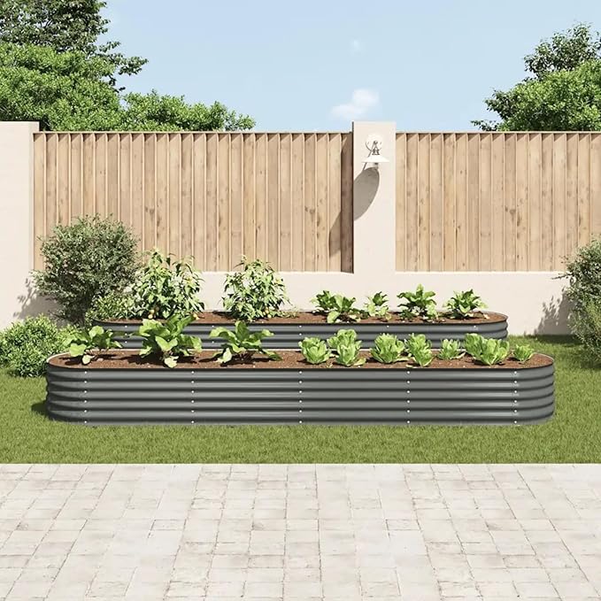 Zateety 13ft x 13ft Large Metal Raised Garden Bed, Anthracite Grey Galvanized Steel Planter Box, 157.5" Outdoor Square Gardening Bed for Vegetables, Flowers & Herb Garden (17.3" Deep)