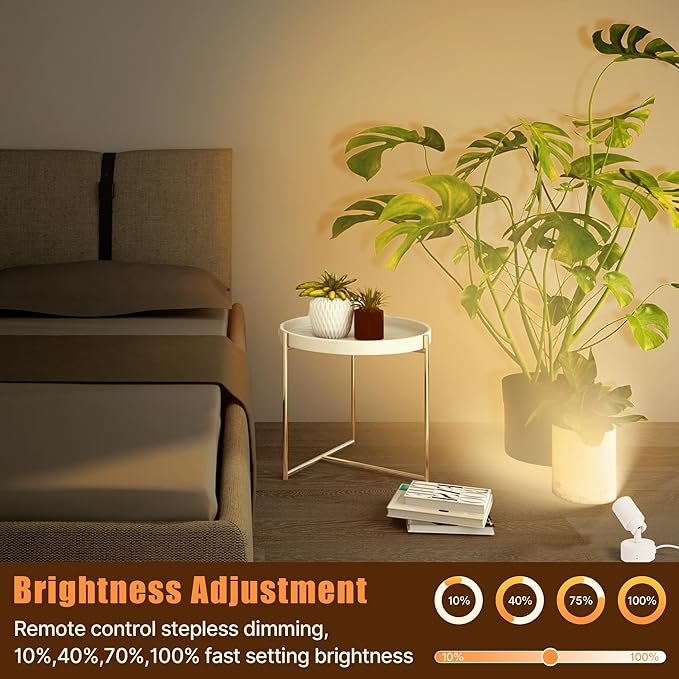 LED Spot Lights Indoor, 5W Uplighting with Remote Control Dimmable & Timer, Uplights Indoor Floor Spotlights with 3 CCT, Accent Lighting Stick on Wall Light for Plants Picture Artwork, White