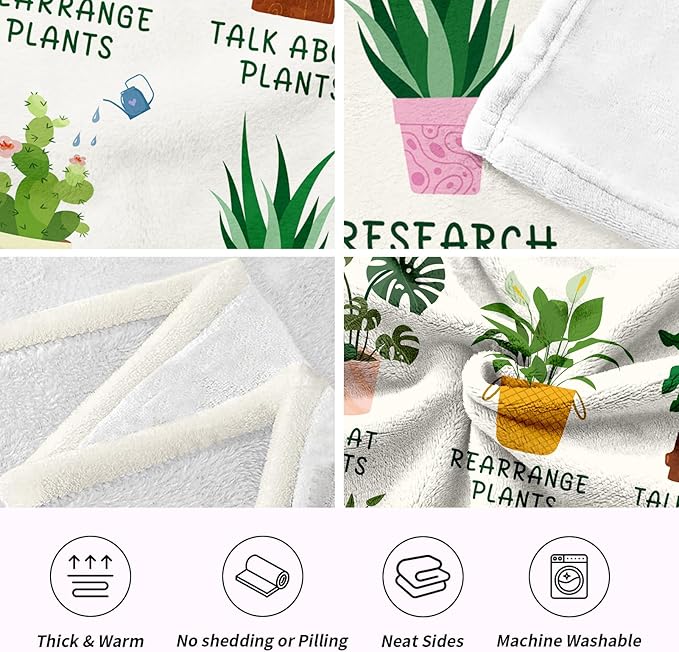 Glydein Plant Lover Gifts for Women Men, Gardening Gifts for Women Men, Flannel Soft Blanket Decor, Plant Lady Mom Gift Ideas, Gardener Gift for Birthday Mothers Day Christmas - 50x60 inches