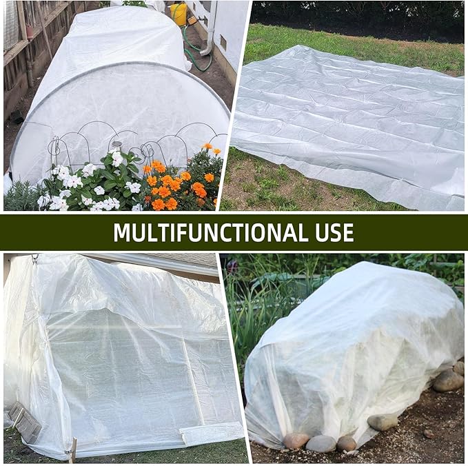 Spalolen Plant Covers Freeze Protection, 10ft X 50ft Floating Row Cover 1.47 oz/yd² Fabric, Garden Frost Cloth Frost Blanket Plant Frost Covers for Outdoor Winter Frost/Sun Pest Protection - White