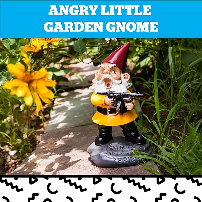 BigMouth Inc. Angry Little Garden Gnome Statue, Outdoor Lawn & Yard Home Defender, Combat Figurine Sculpture Decorations, Funny Housewarming Gag Gift
