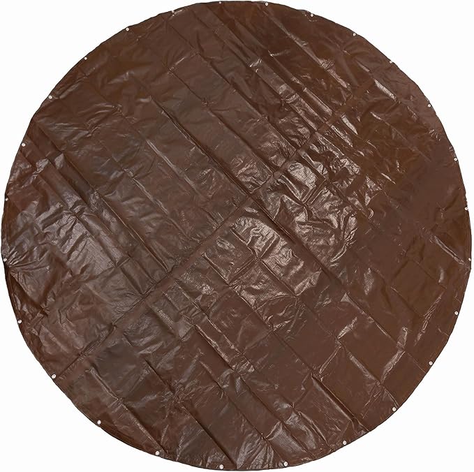 GUARD SHIELD Round Tarp 18 Feet Waterproof Heavy Duty Circle Tarps for Under Pool Brown/Silver Multi Purpose Circular Outdoor Cover