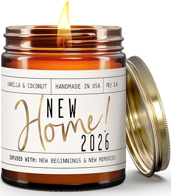 House Warming Gifts New Home, Housewarming Gifts New Home '2026' Soy Candle, w/Vanilla, Coconut & Vetiver I for New House, New House Gift I 9oz Jar, 50Hr Burn, Made in USA