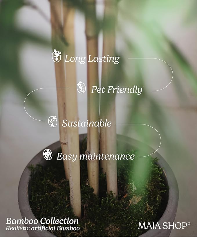 Maia Shop 7ft Artificial Bamboo Tree Plant for House, Apartment or Office – Realistic Fake Indoor Plants for Living Room, Bedroom, Bathroom, Entryway
