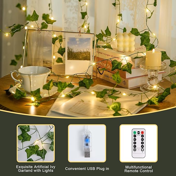 JMEXSUSS Vines Lights for Bedroom, 9.8ft x 9.8ft with Remote, 300 LED Fairy Lights with Vines, Artificial Ivy Curtain Light for Wall Dorm Wedding Indoor Decor