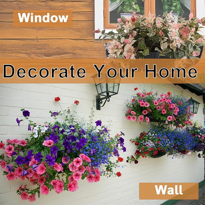 2-Pack 30in Planter Liners - Breathable Felt Hanging Basket and Window Box Liners - Prevent Root Suffocation and Bird Damage - Black