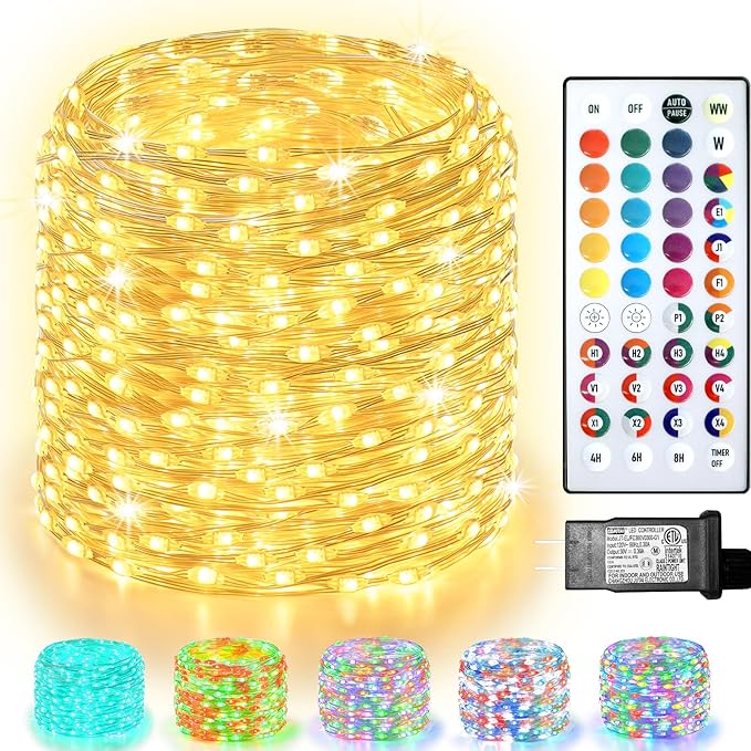 300 LED Fairy Lights Color Changing, 98 FT 35 Colors String Lights with Remote, 17 Single Color & 18 Holiday Colors, Christmas Twinkle Light Plug in for Bedroom Holiday Wedding Indoor Party Decor