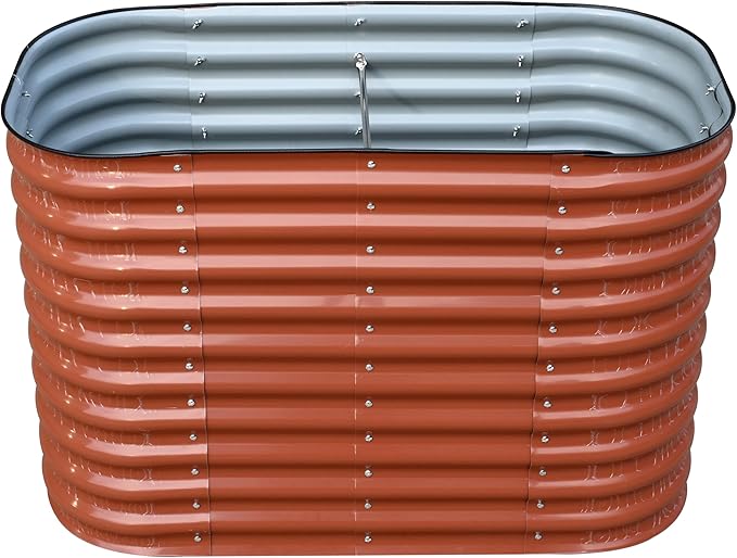 Raised Metal Garden Beds, Galvanized Steel, 47x24 inches, 2 Heights Available, Garden Green or Terra Cotta (Copper Brown, 47.2" × 23.6" × 31.5")