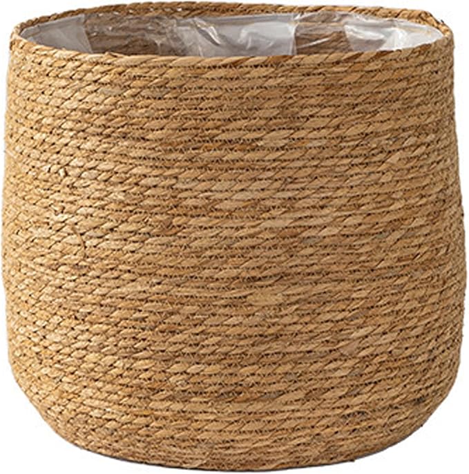 12 Inch Woven Wicker Rattan Planter Basket with Plastic Liner for Indoor Plants and Storage