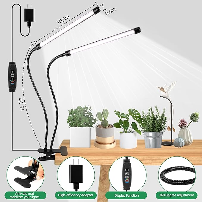 Grow Light 6500K Full Spectrum Plant Grow Lights 84 LED Plant Light with Clip Grow Lamp for Indoor Plants Growing Lamps（2PCS）