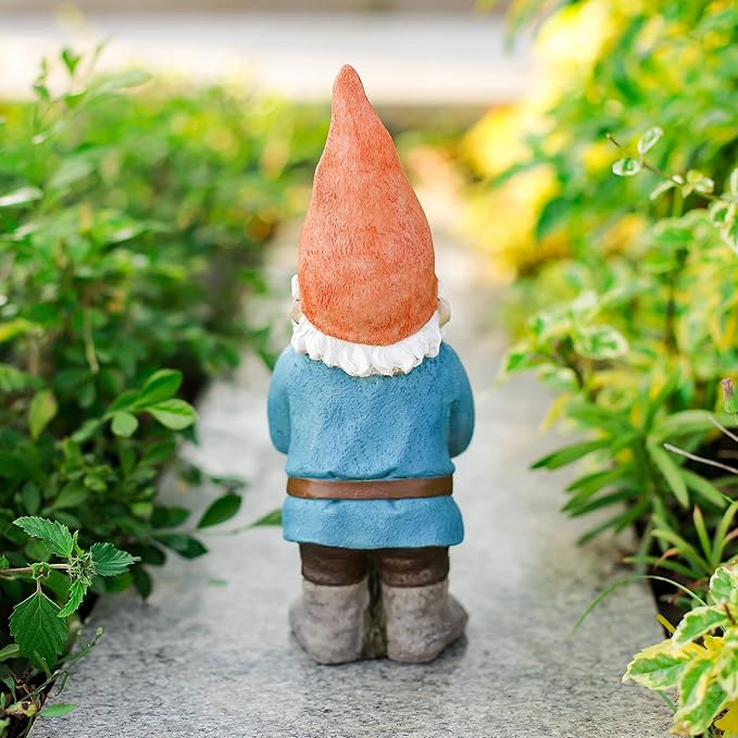 Gnome Figurine, Holding Sunflower Friendly Welcome The Master Home for Indoor Outdoor Patio Yard Lawn Decor, Polyresin 11.8" H