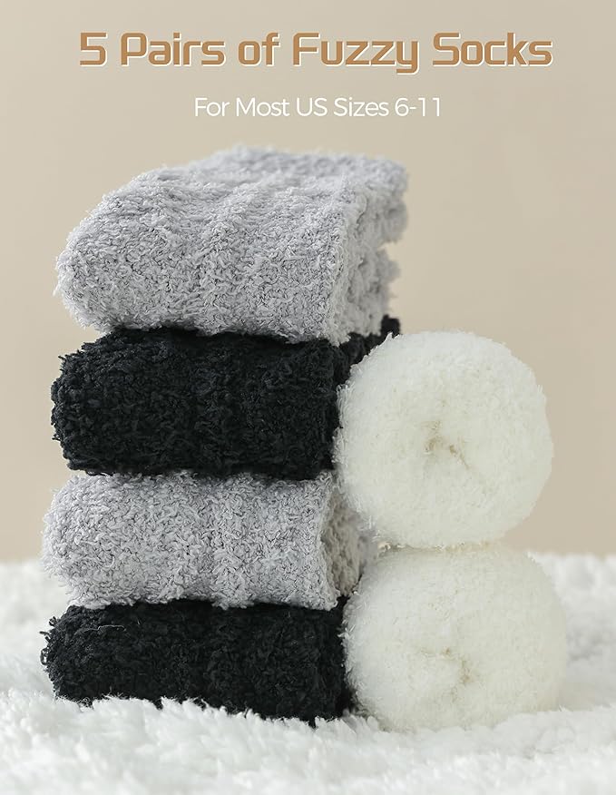 TEHOOK Warm & Cozy Valentines Gifts for Women, Fluffy Fuzzy Plush Sleeping Slipper Socks - Soft Warm Fabric