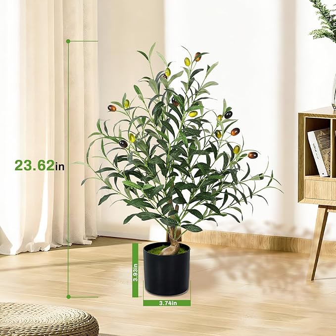Waipfaru Artificial Olive Tree, 2FT Tall Faux Olive Trees, Artificial Plants Indoor for Home Decor