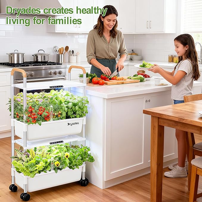 Indoor Garden Hydroponic Growing System with 54 Pods Herbs Garden Kit with 30W Led Grow Light Large Movable 2-Layer Floor-Standing Hydroponic Gardening System Planter Grower for Vegetable Fruit