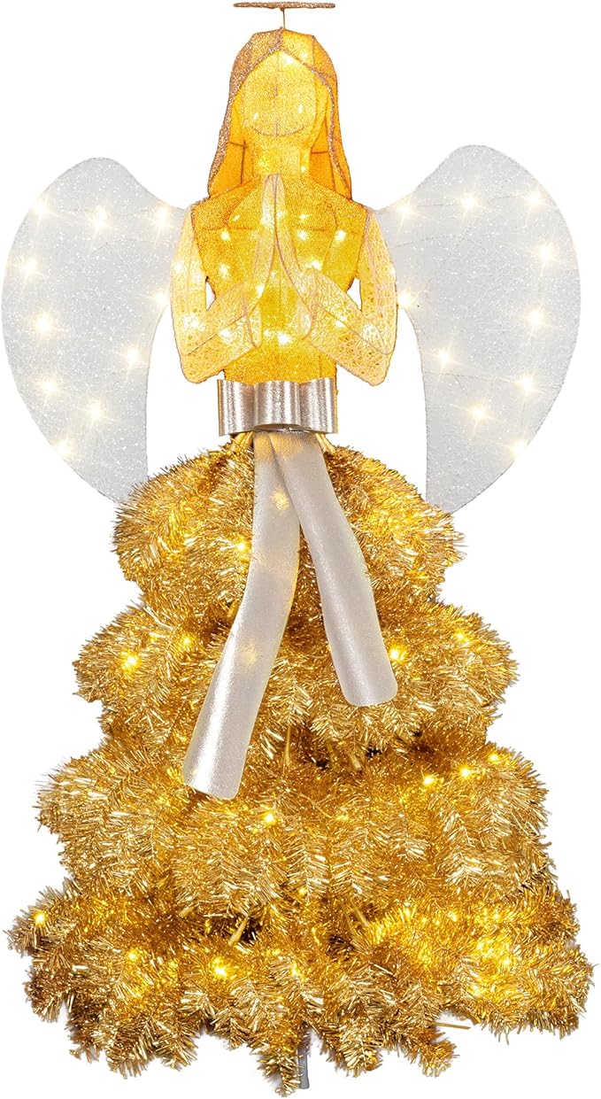 Large 3D Outdoor Angel LED Yard Decoration – Waterproof Lighted Garden Patio Lawn Decor for Parties, Walkways & Holiday Displays, Gold