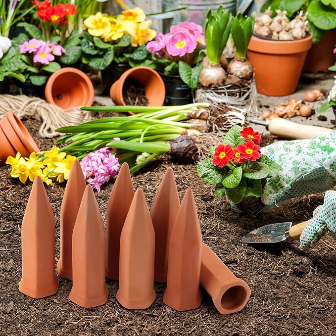APPD Terracotta Watering Stakes15 Pack Automatic Plants Watering Devices Terracotta Self Watering Spikes for Wine Bottles Great for Indoor & Outdoor Plants