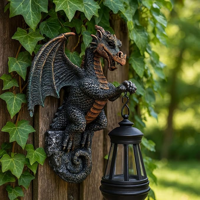 Dragon Tree Hugger with Solar Lantern Dragon Lamp Decor Garden Statue Outside Outdoor Yard Unique Gifts for Mom Women Grandma