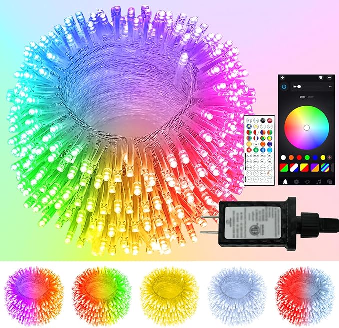 2025 New 88FT 240LED Smart Color Changing Christmas String Lights Outdoor App Control RGB LED String Lights with Remote & Timer, Waterproof Twinkle Christmas Tree Lights Indoor for Holiday Xmas Decor