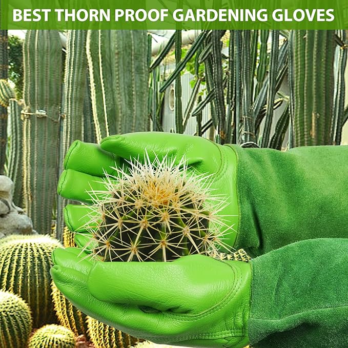 SLARMOR Long Gardening-Gloves Women/Men-Thorn proof Rose Pruning Heavy Duty Gauntlet, Best Garden Gifts for Gardener-L