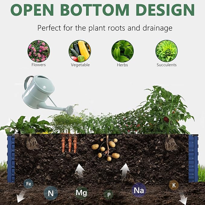 FOOWIN 2pcs 6x3x2ft Galvanized Raised Garden Bed, Planter Raised Garden Boxes Outdoor, Large Metal Raised Beds for Gardening, Garden Bed for Vegetables, Flowers, Herb,269 Gallon Capacity, Royal Blue