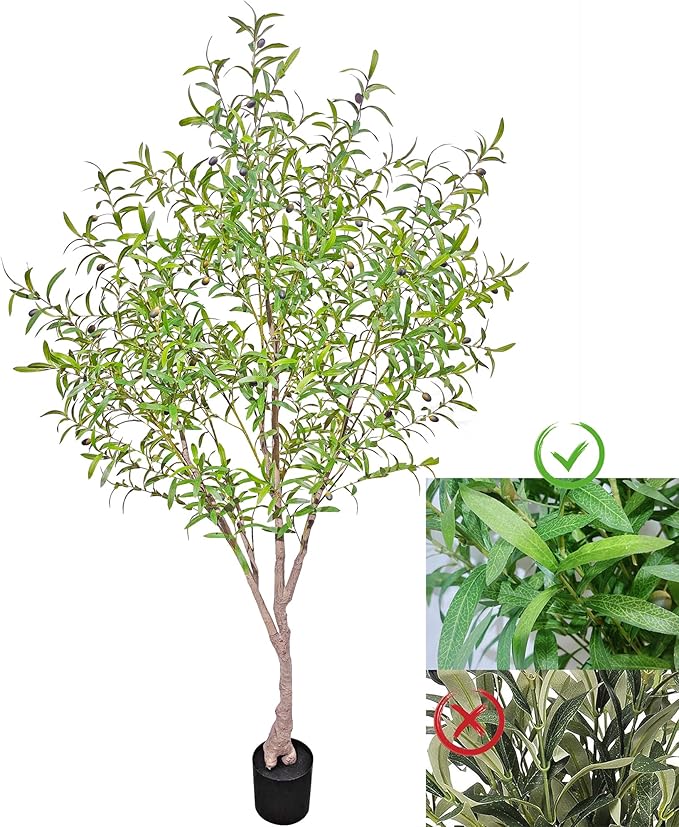 Niwellveb Fake Tree Faux Olive Tree Artificial Olive Trees Artificial Indoor 6.5 Feet Realistic Potted Silk Indoor Large Fruit for Home Offices, Living Rooms, Bedrooms, Stairs and Foyer Decor