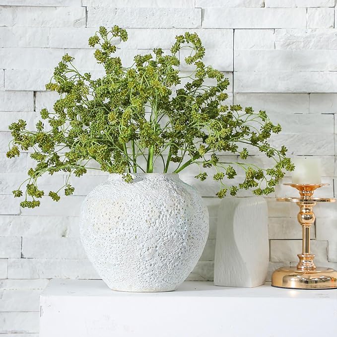 6 Pcs Green Faux Berry Stems Artificial Dusty Sedum Berry Stems Picks Branches Faux Spray for DIY Holiday Farmhouse Home Mantel Harvest Decorations (16 Inch)